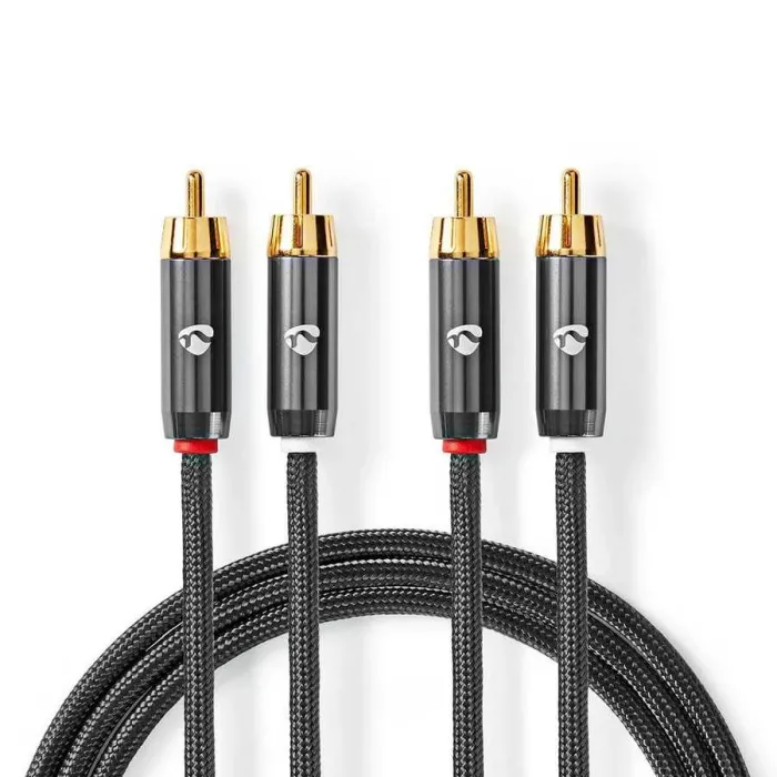 2x RCA Erkek - 2x RCA Erkek 1 m Stereo Altın Kaplama Kablo - 1