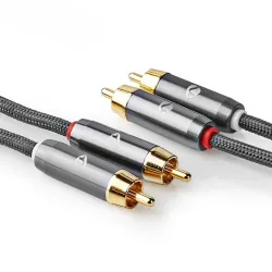 2x RCA Erkek - 2x RCA Erkek 1 m Stereo Altın Kaplama Kablo - 2