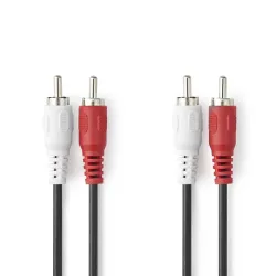 2x RCA Erkek - 2x RCA Erkek 5m Kablo - Nedis Cable