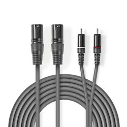 2x XLR 3-Pin Erkek - 2x RCA Erkek 1.5m Balanslı Kablo - Nedis Cable