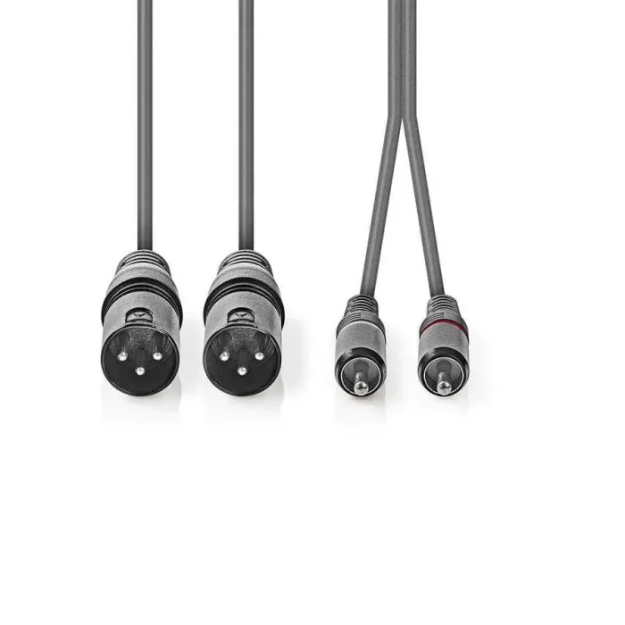 2x XLR 3-Pin Erkek - 2x RCA Erkek 1.5m Balanslı Kablo - 2