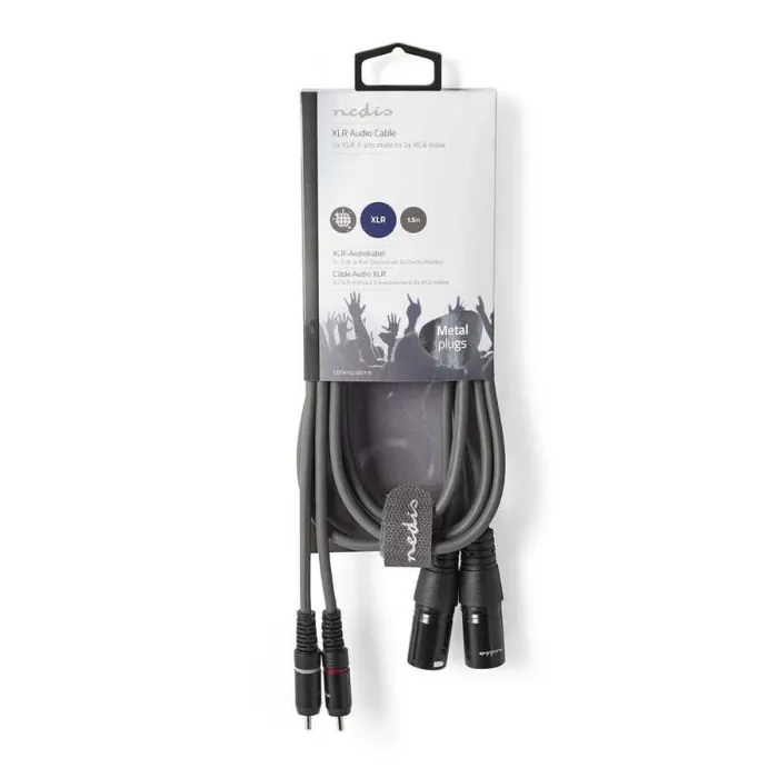 2x XLR 3-Pin Erkek - 2x RCA Erkek 1.5m Balanslı Kablo - 3
