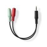 3.5 mm Erkek - 2x 3.5 mm Dişi 0.20m Çevirici Kablo - Nedis Cable