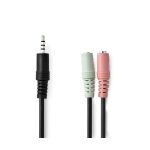 3.5 mm trrs Erkek - 2x 3.5 mm Dişi Çevirici Kablo - Nedis Cable