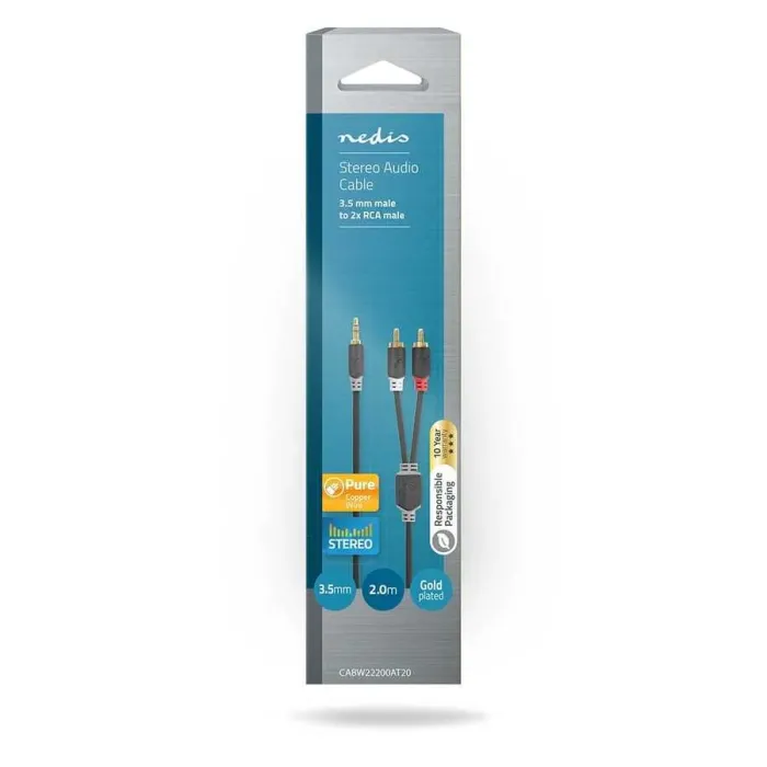 3.5 mm Erkek - 2x RCA Erkek Kablo 2m - 3
