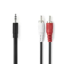 3.5 mm Erkek - 2x RCA Erkek Stereon Çevirici Kablo - 1 Metre - Nedis Cable
