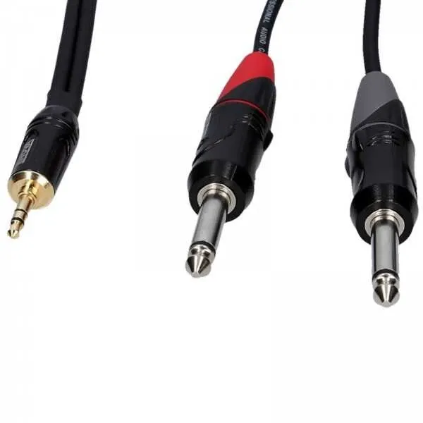 3.5mm to TS - Çift 6.3mm 1 Metre Kablo (EC-A3-PSMPLM-1) - 3