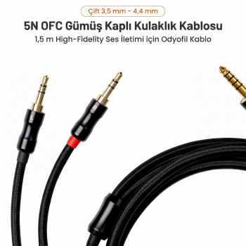 4.4mm | Pair 3.5mm Planar Magnetic Headphones Cable | 1.5mt - 2