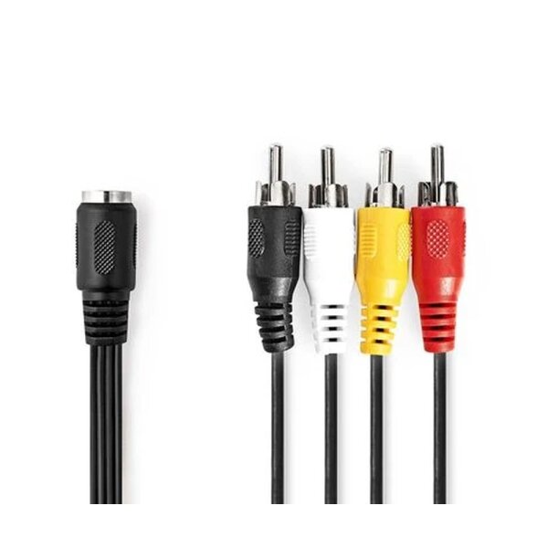 5 Pin DIN Dişi - 4x RCA Erkek 0.20 m Çevirici Kablo - Nedis Cable
