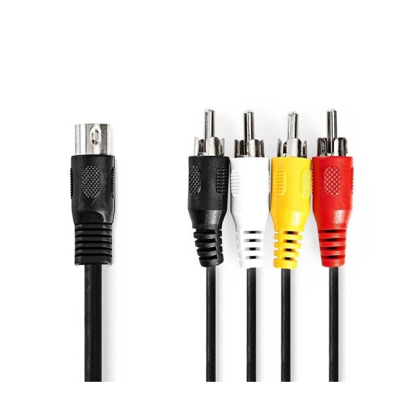5 Pin DIN Erkek - 4x RCA Erkek 1m Çevirici Kablo - Nedis Cable