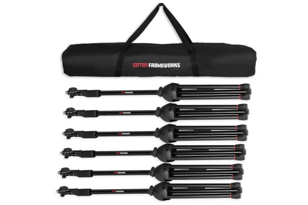 6-Pack of Mic Stands with Carry Bag | GFW-MIC-6PACKBG - 1