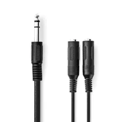 6,35 mm Erkek - 2x 6,35 mm Dişi 0.20 m Stereo Çevirici Kablo - Nedis Cable
