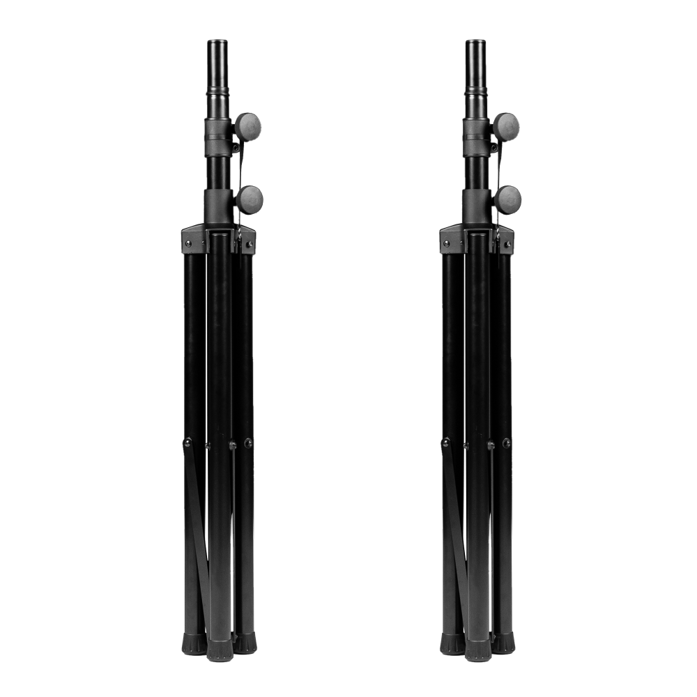 Katlanmış iki alüminyum tripod hoparlör standı