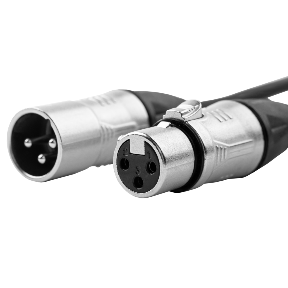 XLR erkek ve XLR dişi konnektörlerin pin ve soket yüzleri