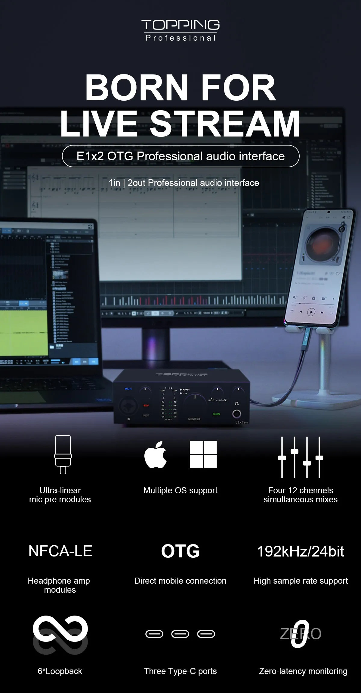 TOPPING E1x2, E1x2 OTG, Topping OTG ses kartı, toppinge1x2, topping-e1x2, e1x2otg, topping otg, topping ses kartı, usb otg ses kartı, mobil yayın ses kartı, düşük gecikmeli ses kartı, çift girişli ses kartı, mobil uyumlu ses arayüzü, 48v fantom destekli ses kartı, ultra lineer preamp ses kartı, düşük gürültü seviyesi audio interface, XMOS çipli ses kartı, otg destekli audio interface, mobil cihaz uyumlu ses kartı, android ile uyumlu ses kartı, iphone ses kartı uyumu, yüksek çözünürlüklü kayıt arayüzü, podcast için otg ses kartı, twitch yayını için ses çözümü, youtube yayın ses kartı tavsiye, canlı yayın için otg audio interface, çift cihaz destekli ses kartı, müzik prodüksiyon için taşınabilir ses kartı, xlr girişli otg ses kartı, 600 ohm kulaklık destekli audio interface, nfca kulaklık amplisi içeren ses kartı, loopback destekli usb ses kartı, usb type-c ses arayüzü