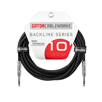 6,35 mm TRS Erkek - TRS Erkek Dengeli Patch Kablo | Backline Serisi 3,05 m (10 ft) | GCWB-BPC-10 - Gator Frameworks