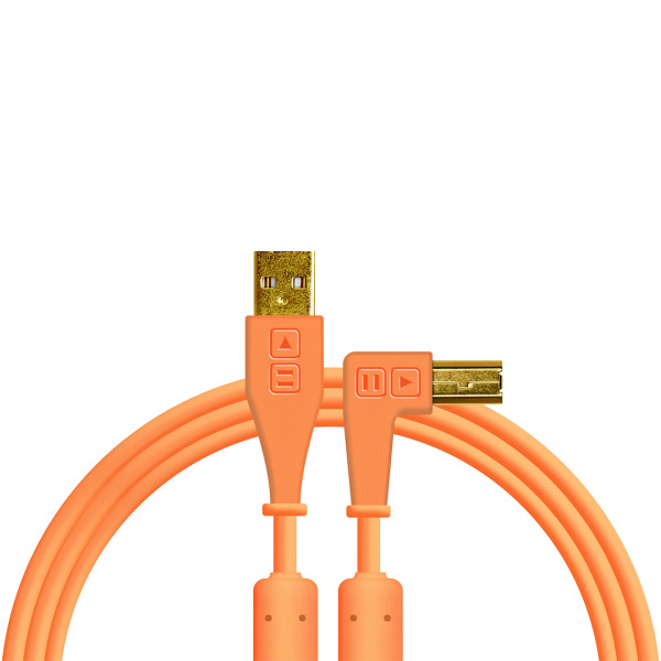 Chroma Cables USB-A to B - 1.5mt | Right Angled Neon Orange - DJ TechTools