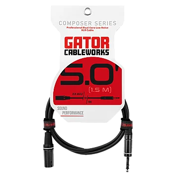 XLR Erkek - 6,35 mm TRS Erkek Kablo | Composer Serisi 1,52 m (5 ft) | GCWC-XLR-05MTRS - Gator Frameworks