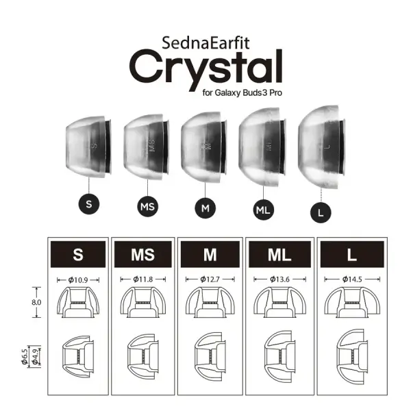 Crystal for Galaxy Buds 3 Pro Smoky Black (S) 2 Çift - 2