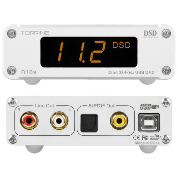 D10S DAC USB 32bit/384kHz DSD 256 XMOS U208 ES9038Q2M | Silver - 3