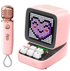 Divoom Ditoo Mic Piksel Ekranlı Karaoke Mikrofonlu 15W Pembe Bluetooth Hoparlör - 