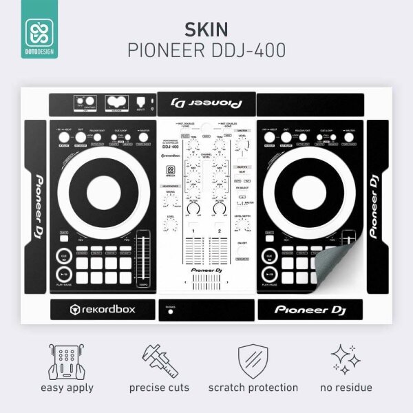 Skin Pioneer DDJ-400 - Koruyucu Kaplama - Syah / Beyaz - 2