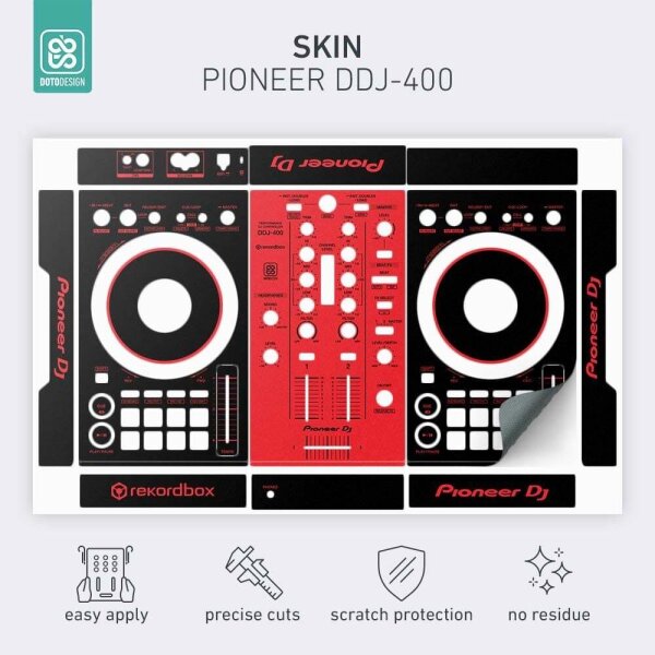 Skin Pioneer DDJ-400 - Koruyucu Kaplama - Kırmızı / Siyah - 2