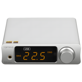 DX3 Pro+ ES9038Q2M Desktop DAC & Headphone Amplifier | Silver - Topping Audio