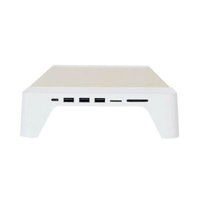 EYES 8 WHITE - Hızlı Wireless Şarj Hazneli - USB SD Kart HUB Çoklayıcılı Monitör Stand