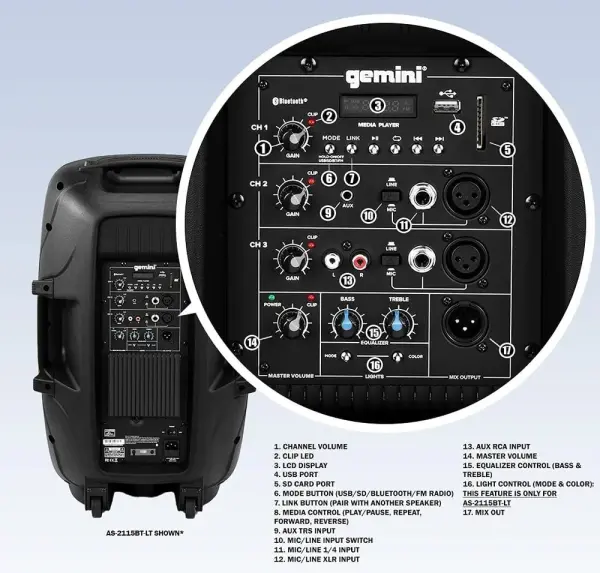 AS-2115BT | Aktif 15 İnç Bluetooth Hoparlör - 3