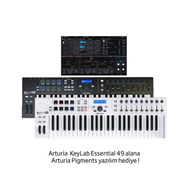 Keylab 49 Essential - ( Beyaz ) 49 tuş keyboard-controller + Soft Synth - Arturia