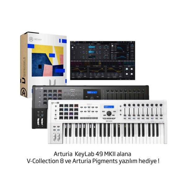 Keylab 49 MKII - Beyaz - V-Collection ile Pigments HEDİYE - Arturia