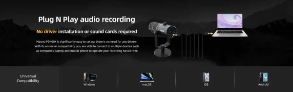 Maono PD400X USB/XLR Dinamik Mikrofon - 10