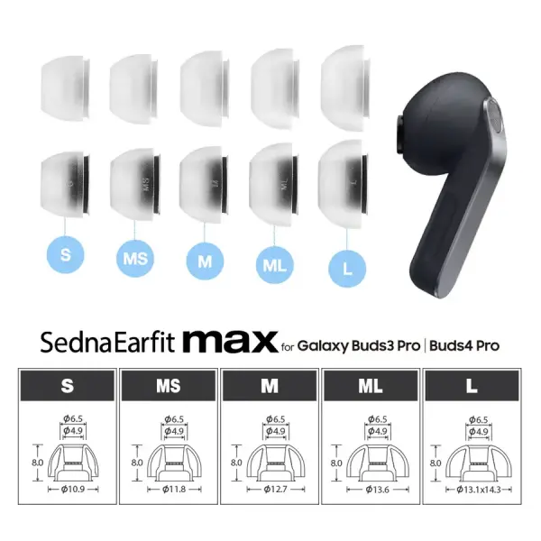 MAX for Galaxy Buds 4 Pro Phantom Black (M) 1 Çift - 6