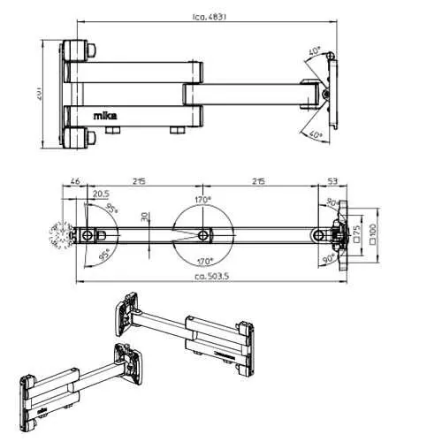 Monitor Arm M Range 505mm black - 5