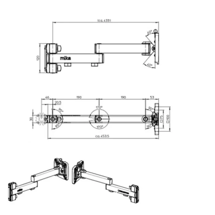 Monitor Arm SL Range 450mm aluminum - 6