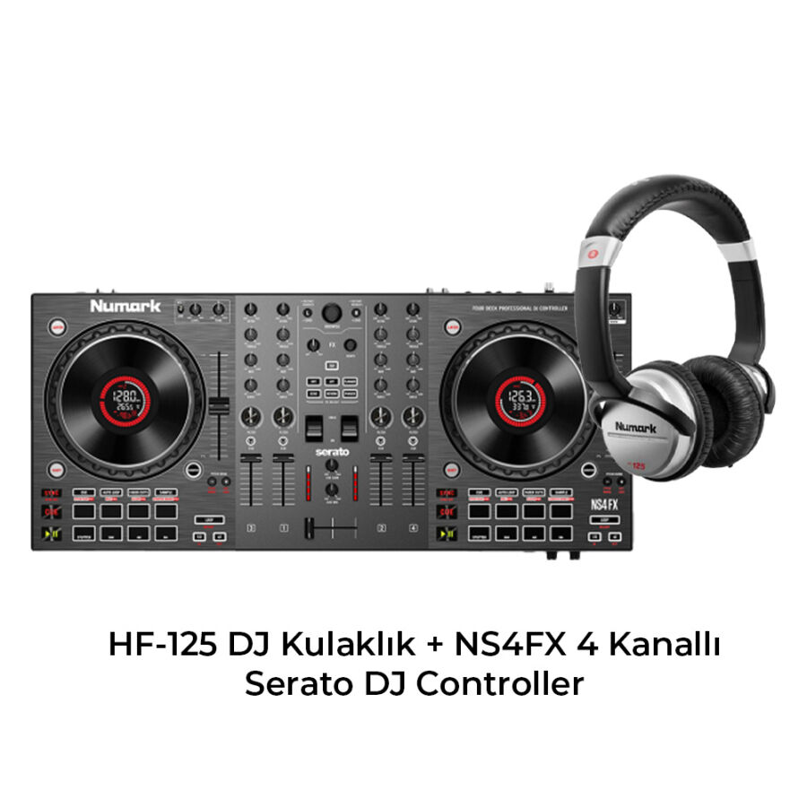 NS4FX 4 Kanallı DJ Controller ve HF125 DJ Kulaklık Paketi - 1