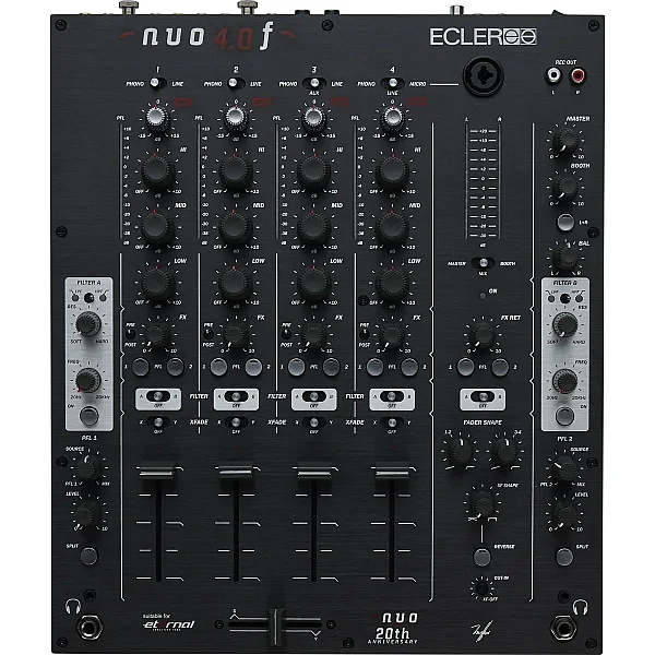 NUO4.0F - 4 Kanal Analog DJ Mikser (SİYAH) - 1