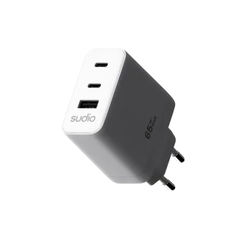 P3 GaN USB‑C Hızlı Şarj Adaptörü (65W) Beyaz - Sudio