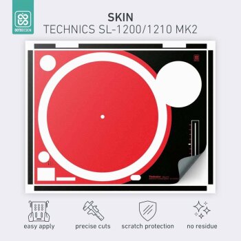 Skin Technics SL-1200 / 1210 MK2 Pikap - Koruyucu Sticker - Kırmızı/Siyah - 2