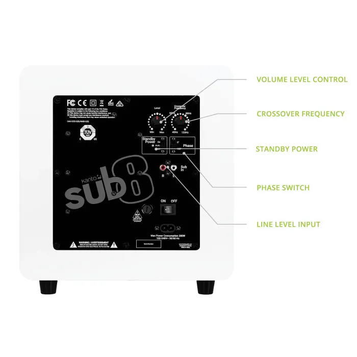 SUB8 | 8'' 300W Akitf Hi-Fi Subwoofer | Mat Beyaz - Garaj Ürünü - 6