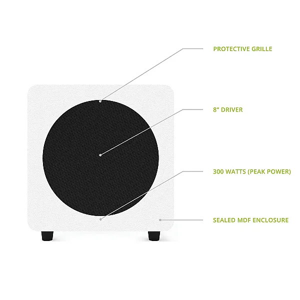 SUB8 | 8'' 300W Akitf Hi-Fi Subwoofer | Mat Beyaz - 5