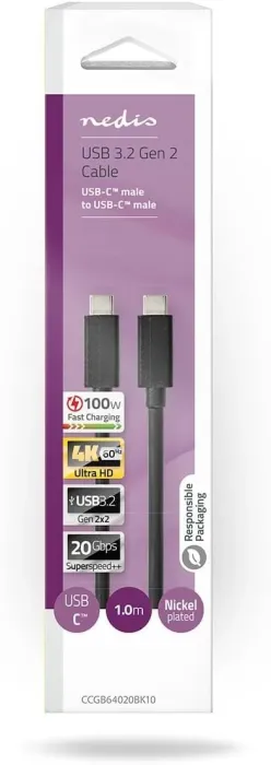 Superspeed USB-C Kablo USB3.2 - 1 Metre, 100 Watt - 2