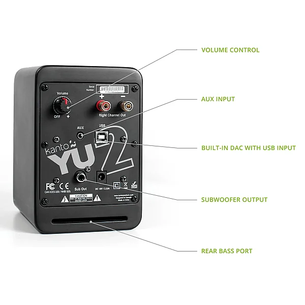 YU2 | 100W Watt 3'' Aktif Hoparlörler, Bluetooth® - Mat Siyah - 4