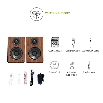 YU2 | 100W Watt 3'' Aktif Hoparlörler, Bluetooth® - Ceviz - 3