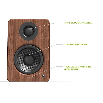 YU2 | 100W Watt 3'' Aktif Hoparlörler, Bluetooth® - Ceviz - 5