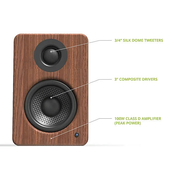 YU2 | 100W Watt 3'' Aktif Hoparlörler, Bluetooth® - Ceviz - 5