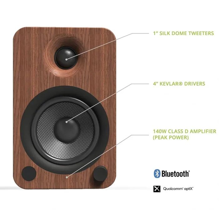 YU4 | 140W Watt 4'' Aktif Hoparlörler, Bluetooth® - Ceviz - 2