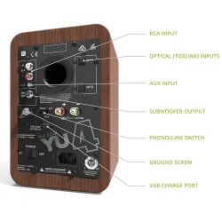 YU4 | 140W Watt 4'' Aktif Hoparlörler, Bluetooth® - Ceviz - 3